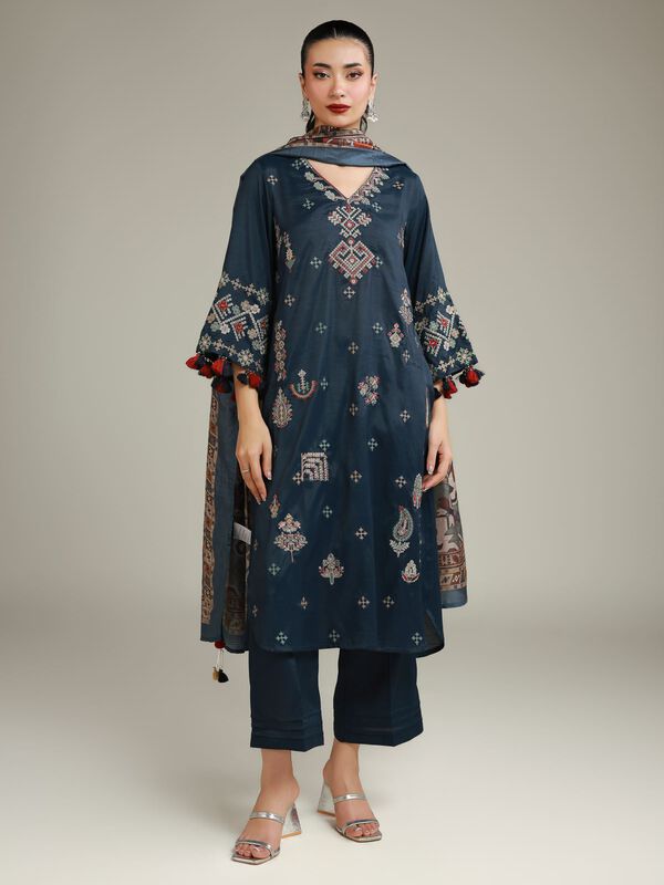 Silk Navy Pants