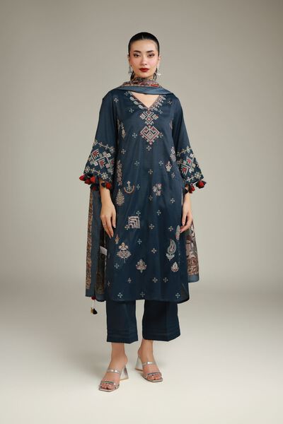 Silk Navy Pants, image 1