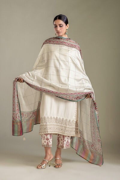 Embroidered Raw Silk Raw Silk Pants
