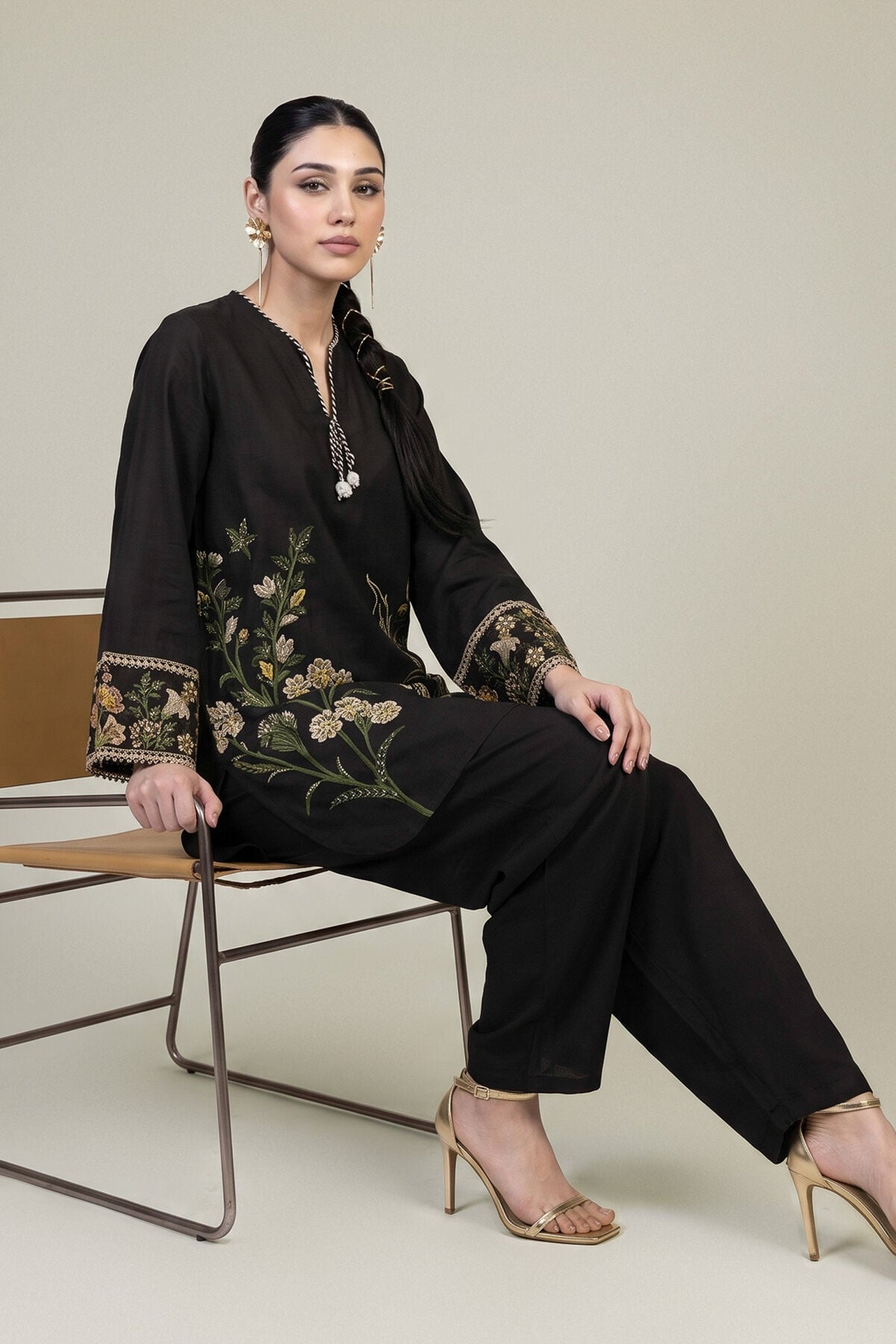 Khaadi - Black V Neck Kurta