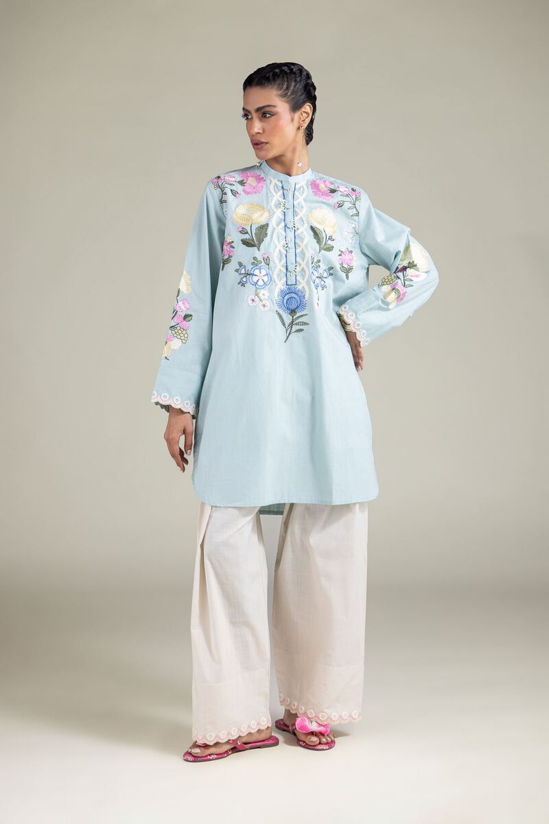 Floral Band Collar Kurta