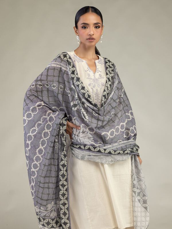 Gray Lawn Dupatta