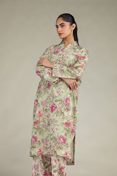 Printed Cotton Viscose Floral Longline Kurta