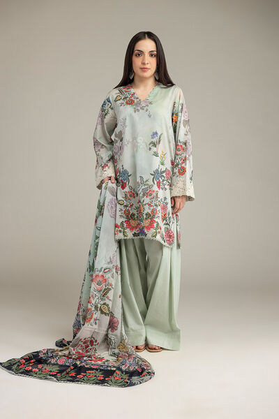 Embroidered Cambric Fabrics 3 Piece