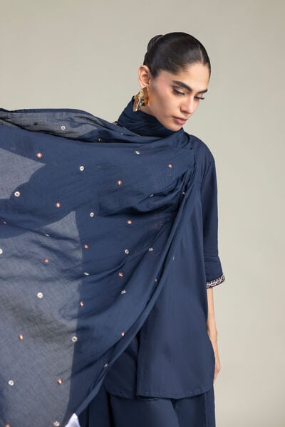 Embroidered Lawn Lawn Navy Dupatta