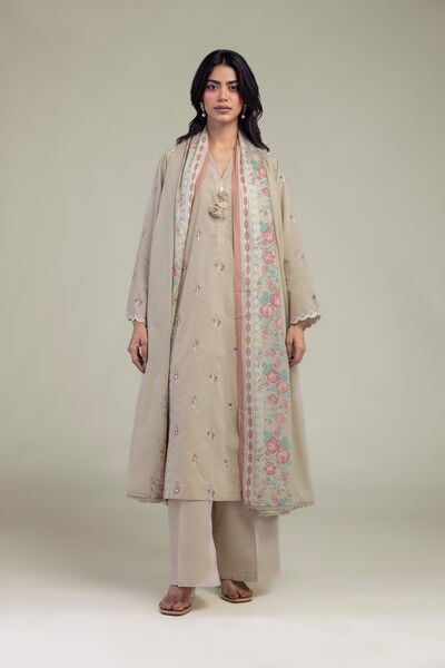 Beige Solid Pants, image 1