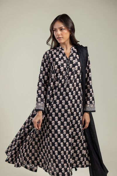 V-Neck Black Kurta