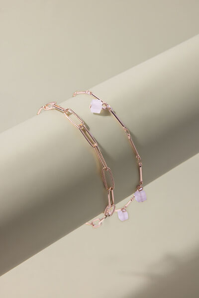 Embellished Metal Set Of 2 Anklet