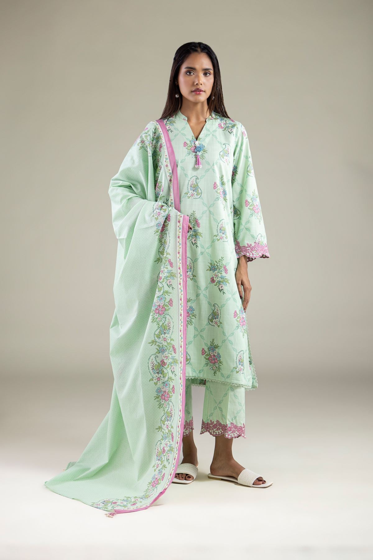 Embroidered Textured Lawn Dupatta - 1001916609
