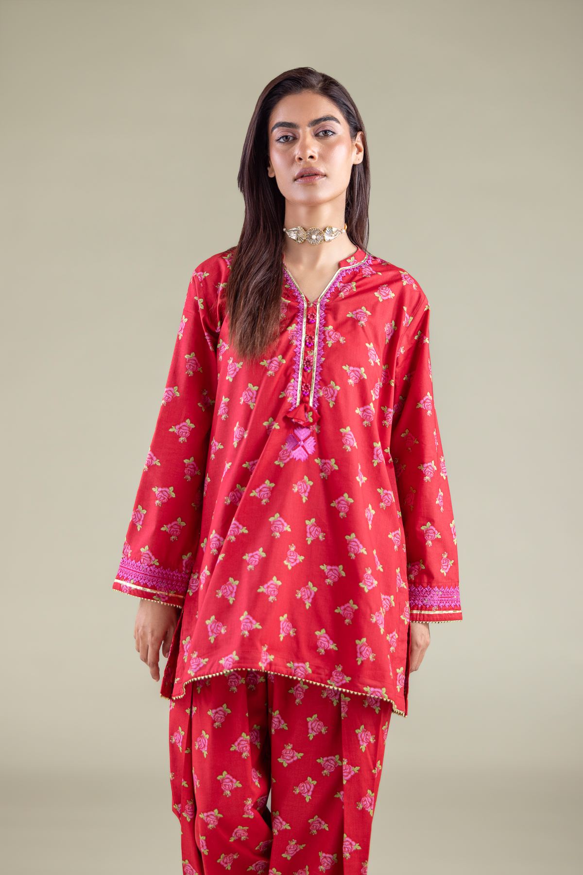 Embroidered Cambric Kurta - 1-26-133-A-D-VG