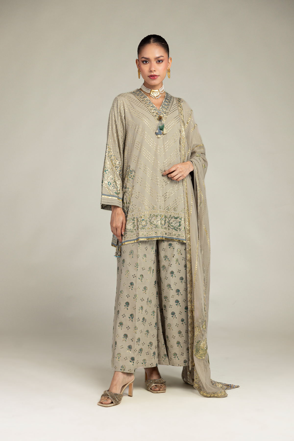 Embroidered Chiffon Dupatta - 12-26-106-F-F-VG