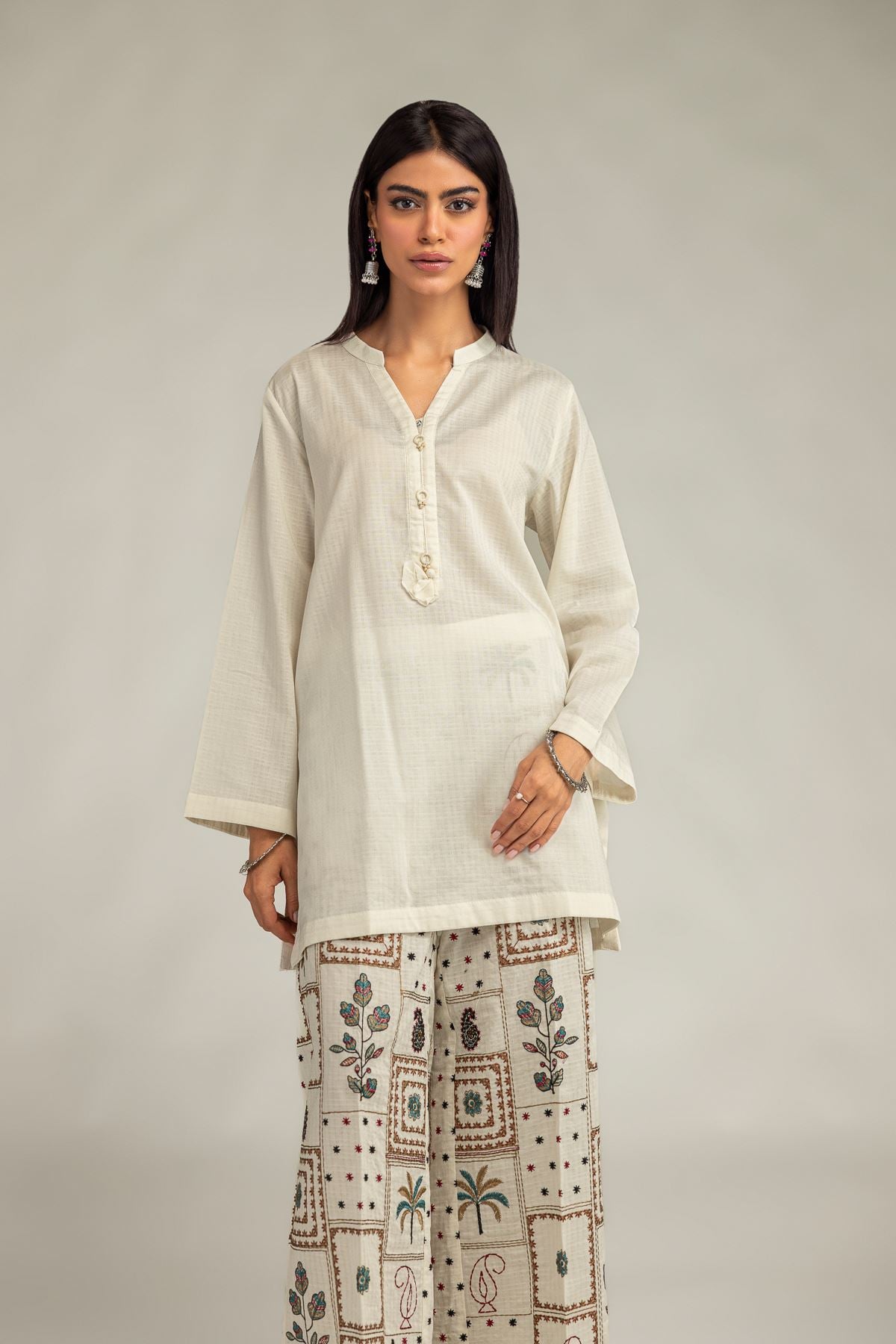 Embroidered Cotton Dobby Cotton Dobby Kurta - 12-26-301-B-D1-VG