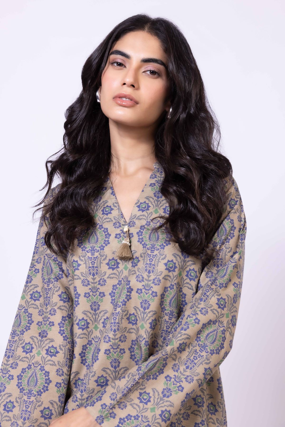 Printed Khaddar Kurta - 25-09-11E14-08TA-VG