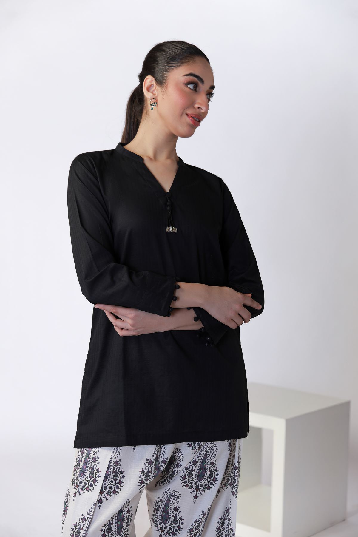 Dyed Cotton Dobby Kurta - 1-26-119-A-F-VG