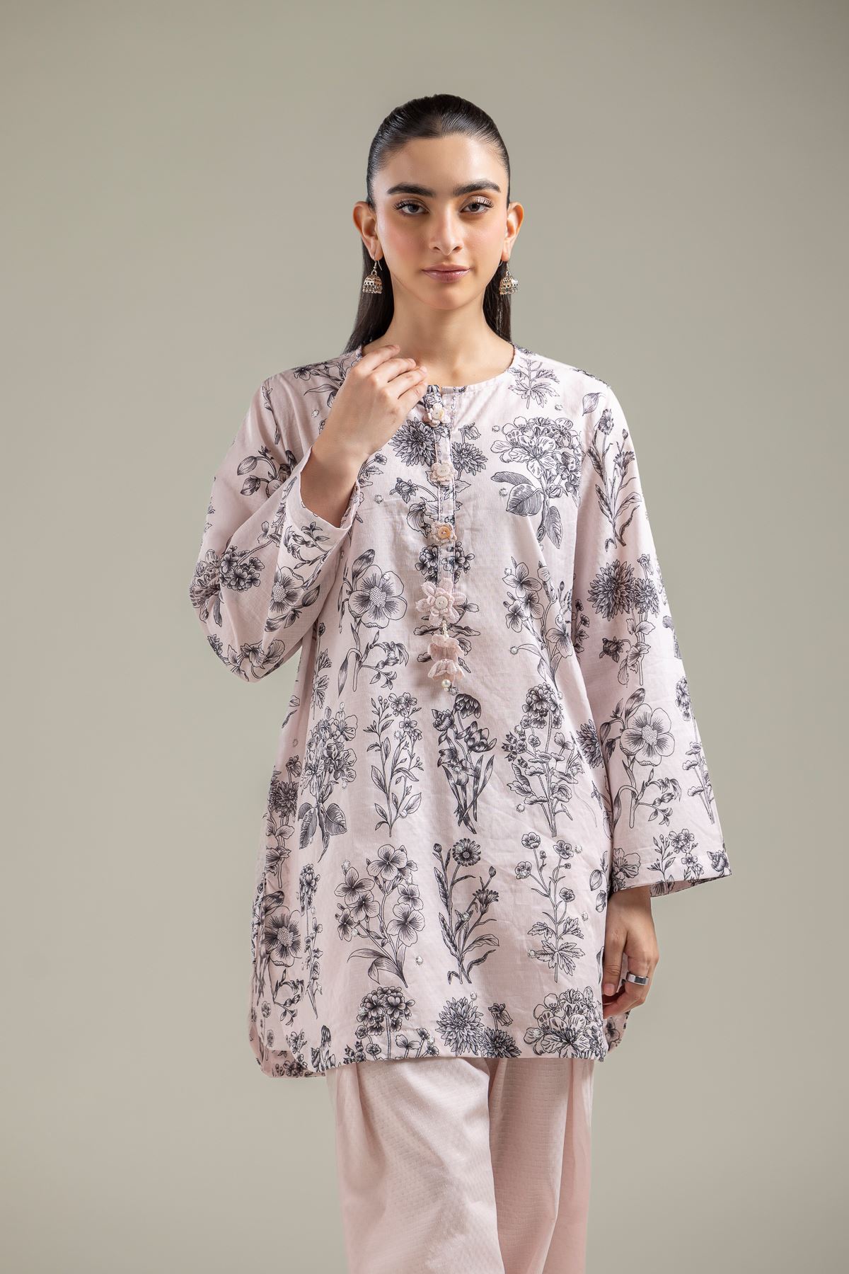 Embroidered Cotton Dobby Pink Cotton Kurta - 1-26-121-A-D-VG