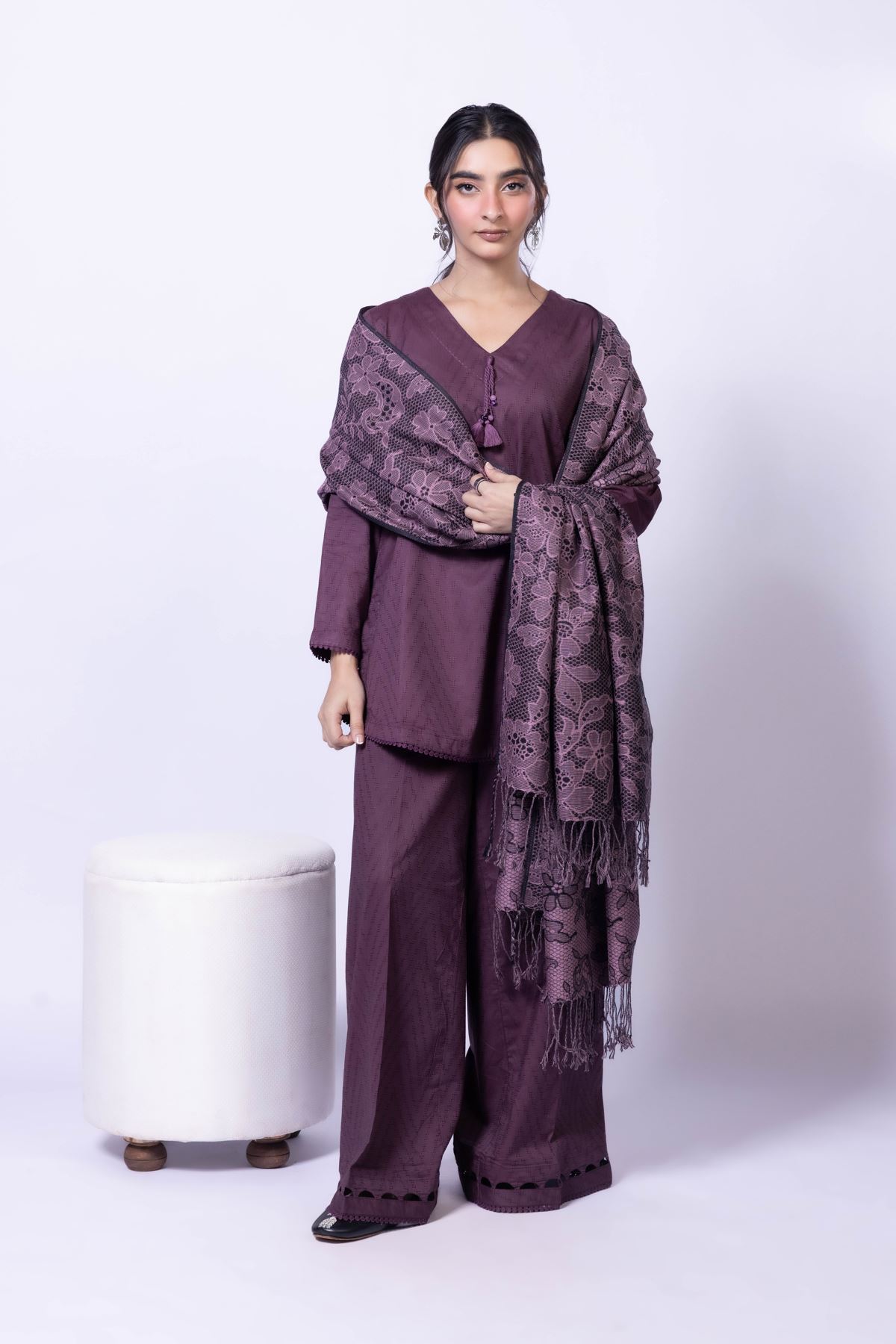 Dyed Acrylic Jacquard Shawl - 25-09-11E11-10TA-VG