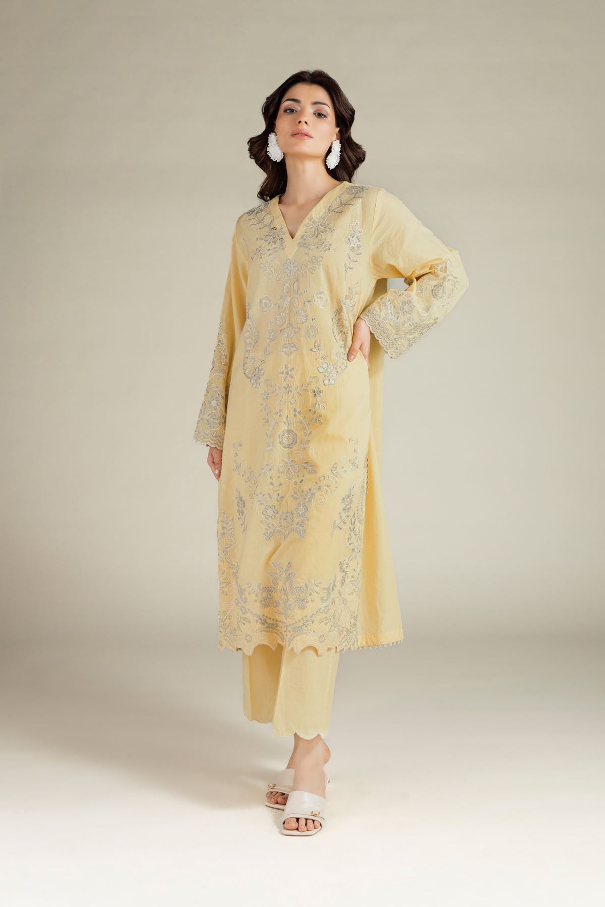 Embroidered Cambric Fabrics 2 Piece | Top and Bottom - A112-26-102EB2-VG