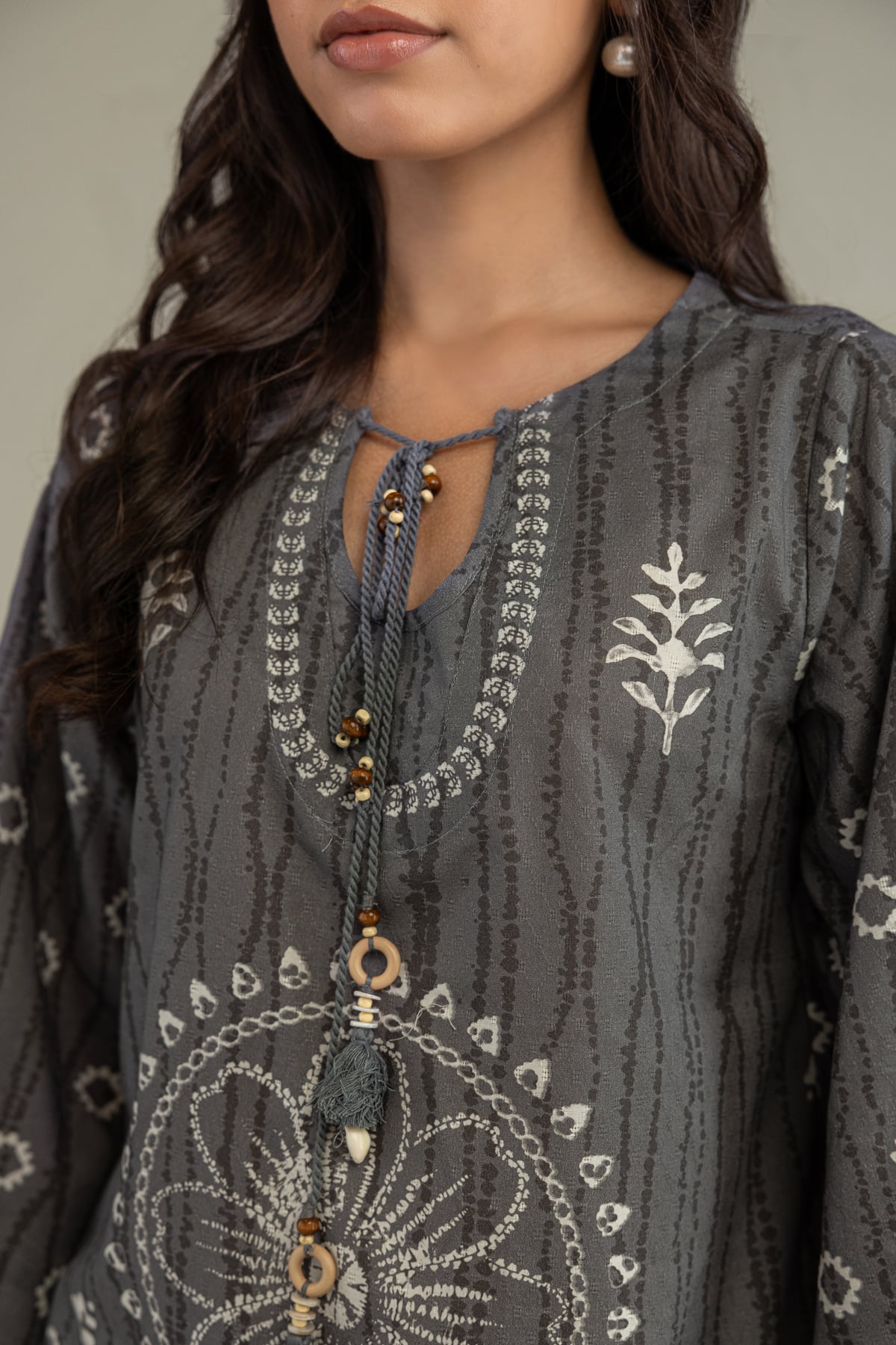 Printed Cotton Dobby Gray Cotton Kurta - 1-26-220-C-I1-VG