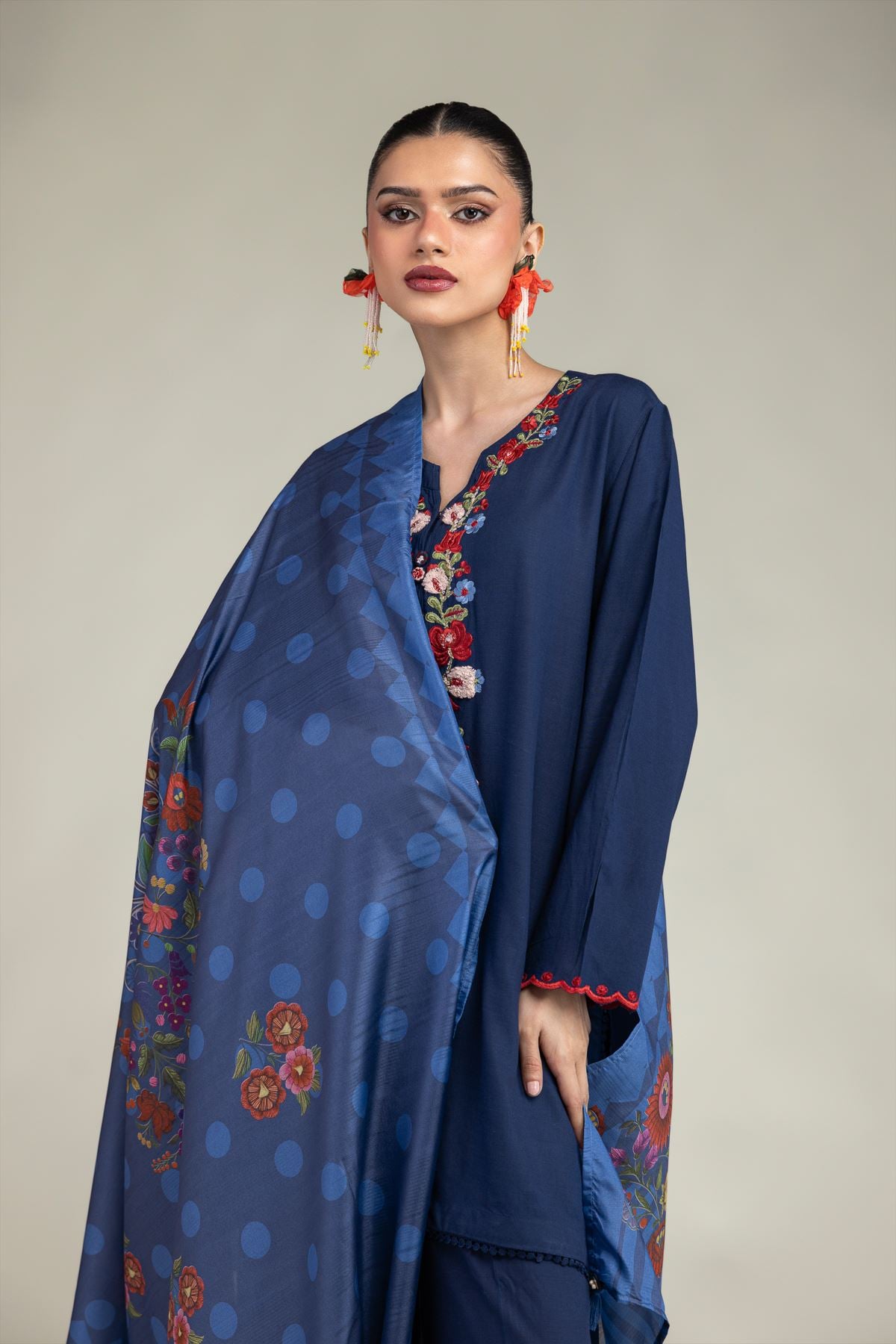 Embroidered Polyester Silk Silk Embroidered Dupatta - 1-26-203-A-E1-VG