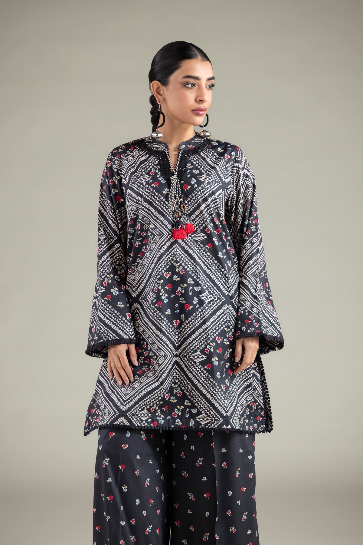 Embroidered Cotton Viscose Kurta - 1-26-104-A-B-VG