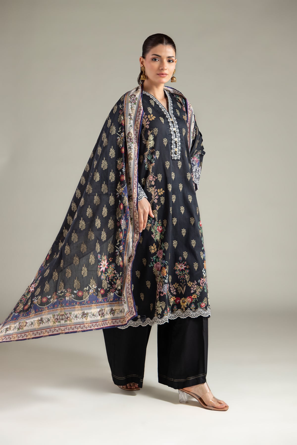 Embroidered Jacquard Fabrics 3 Piece - 1-26-102-A-F-VG