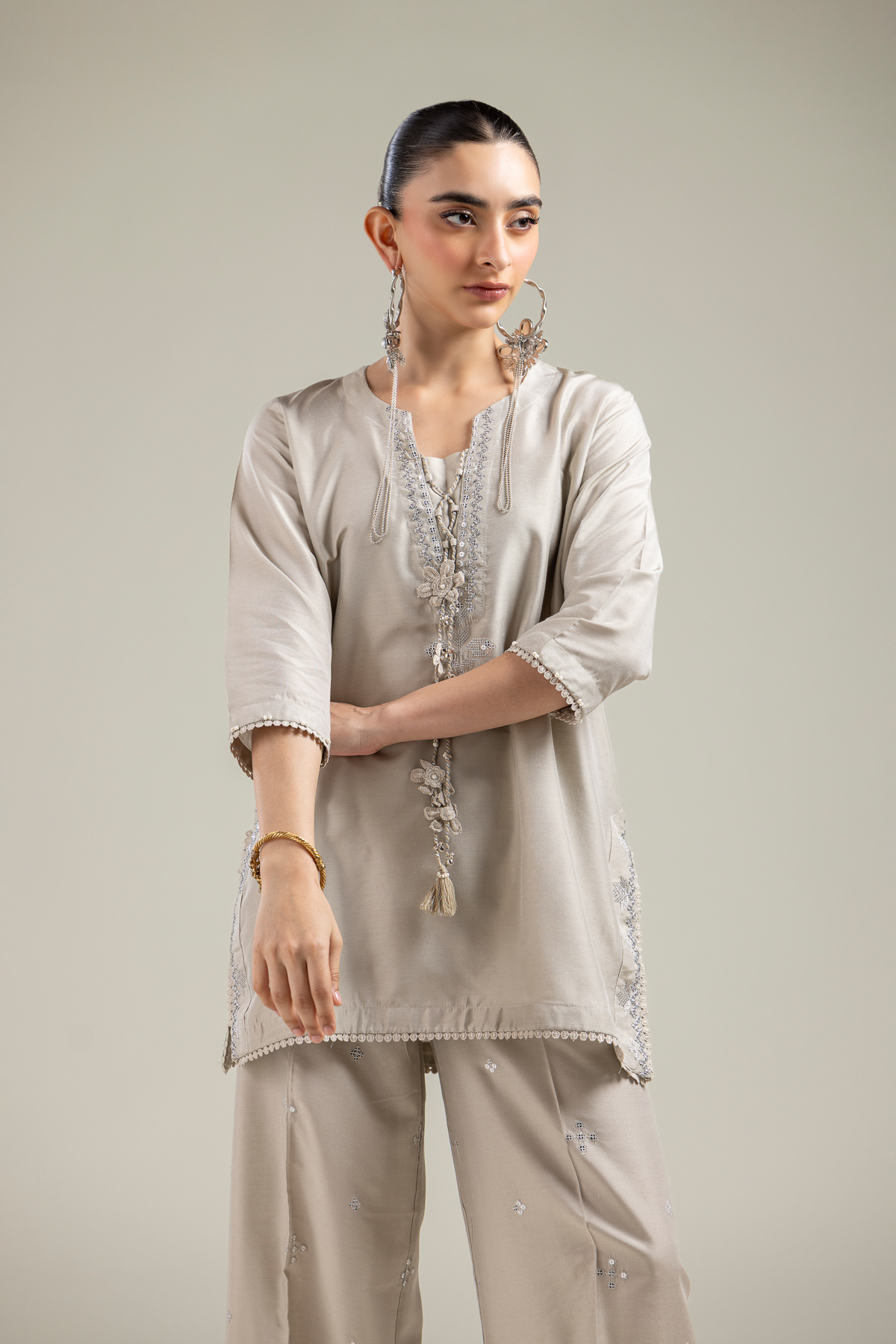 Raw Silk Beige Raw Silk Kurta - 1-26-142-A-F-VG