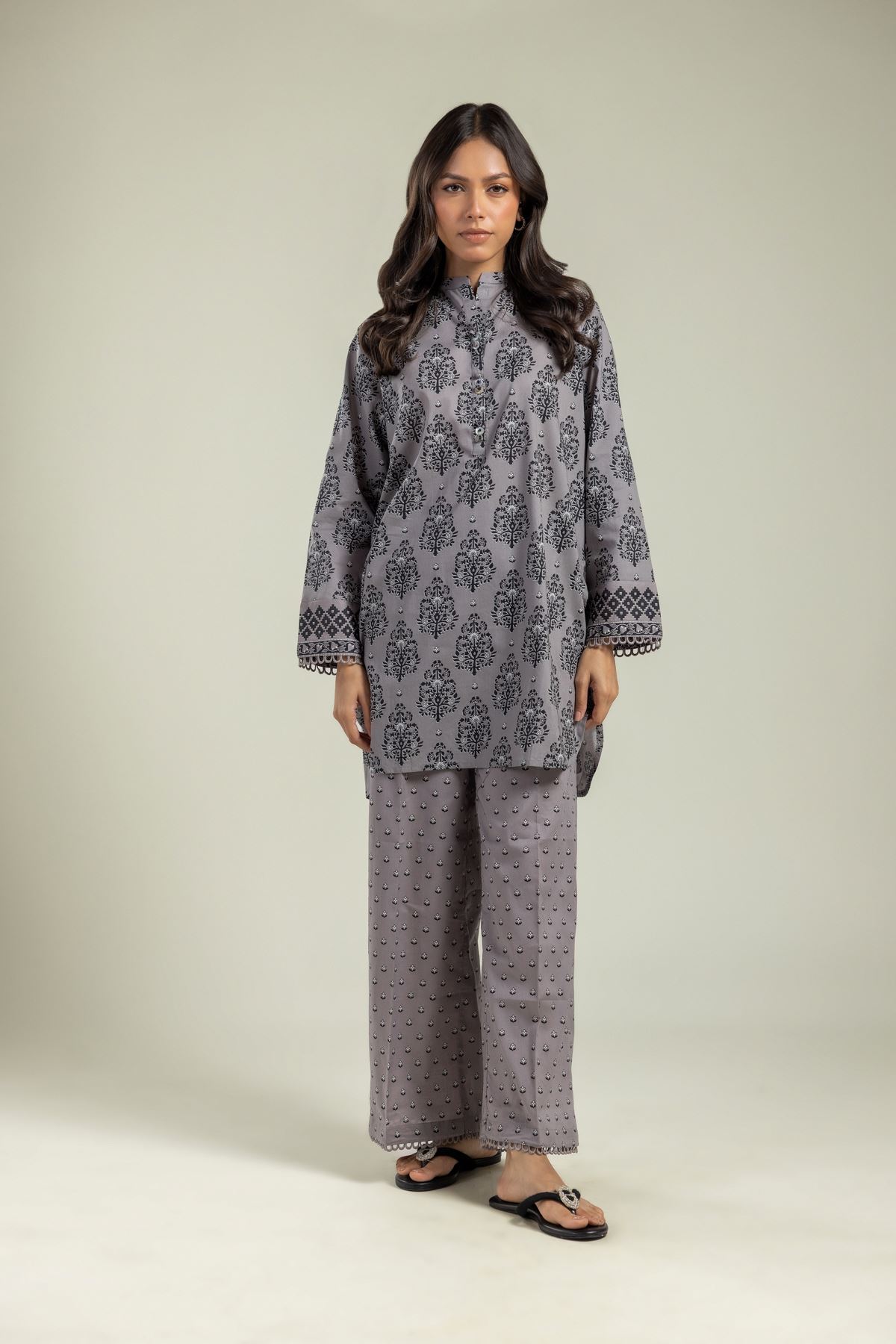 Printed Cambric Kurta - OTD4-EX26-09BA-VG
