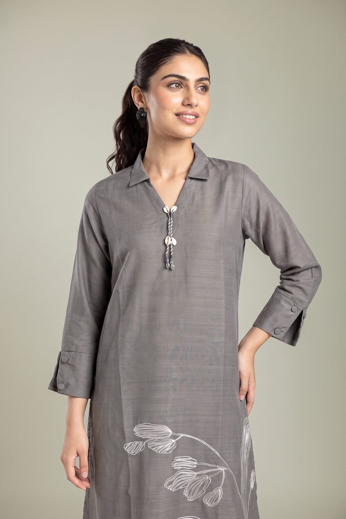 Embroidered Light Khaddar Kurta - 1-26-436-A-K1-VG