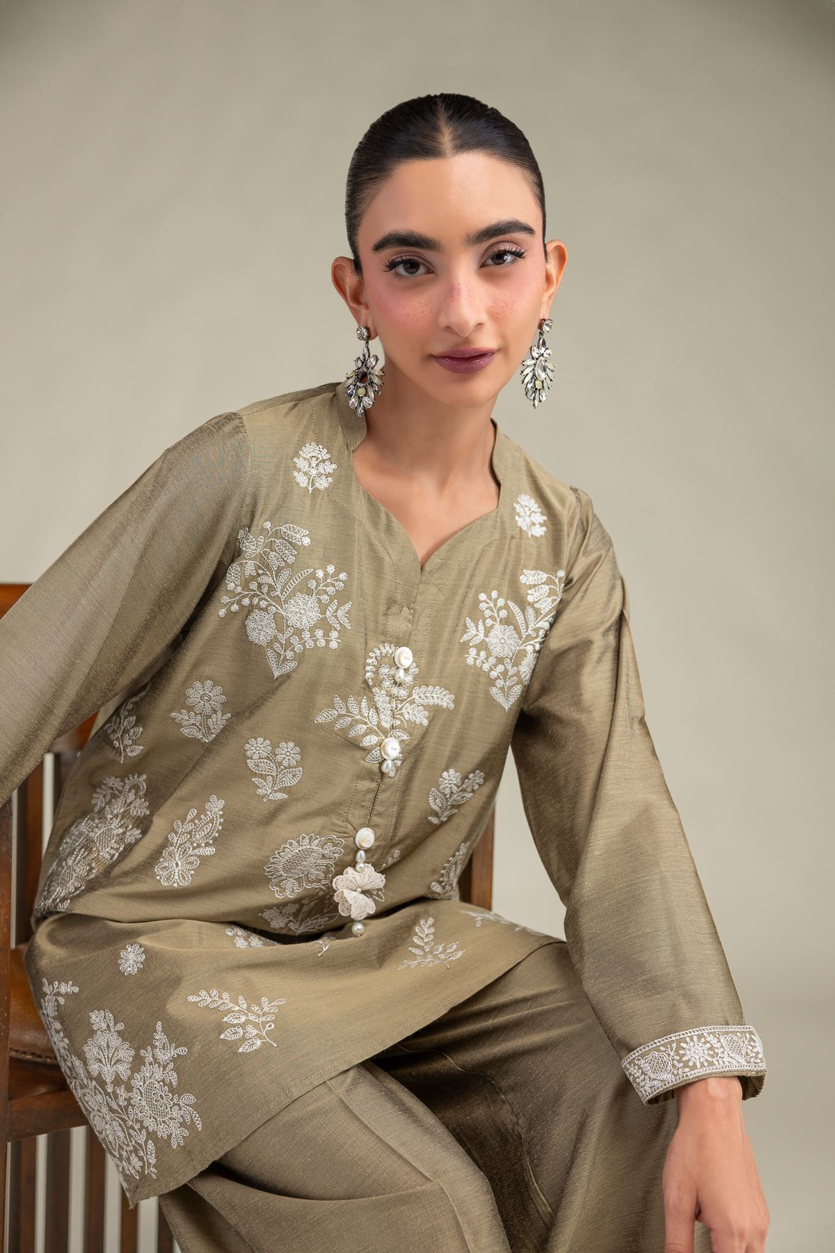 Printed Raw Silk Floral Silk Kurta - 1-26-244-A-D1-VG