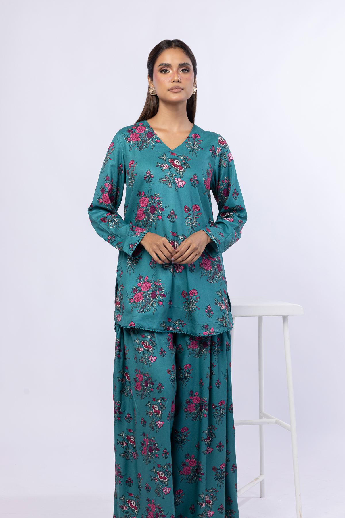 Printed Viscose Crepe Kurta - EST24183T-VG
