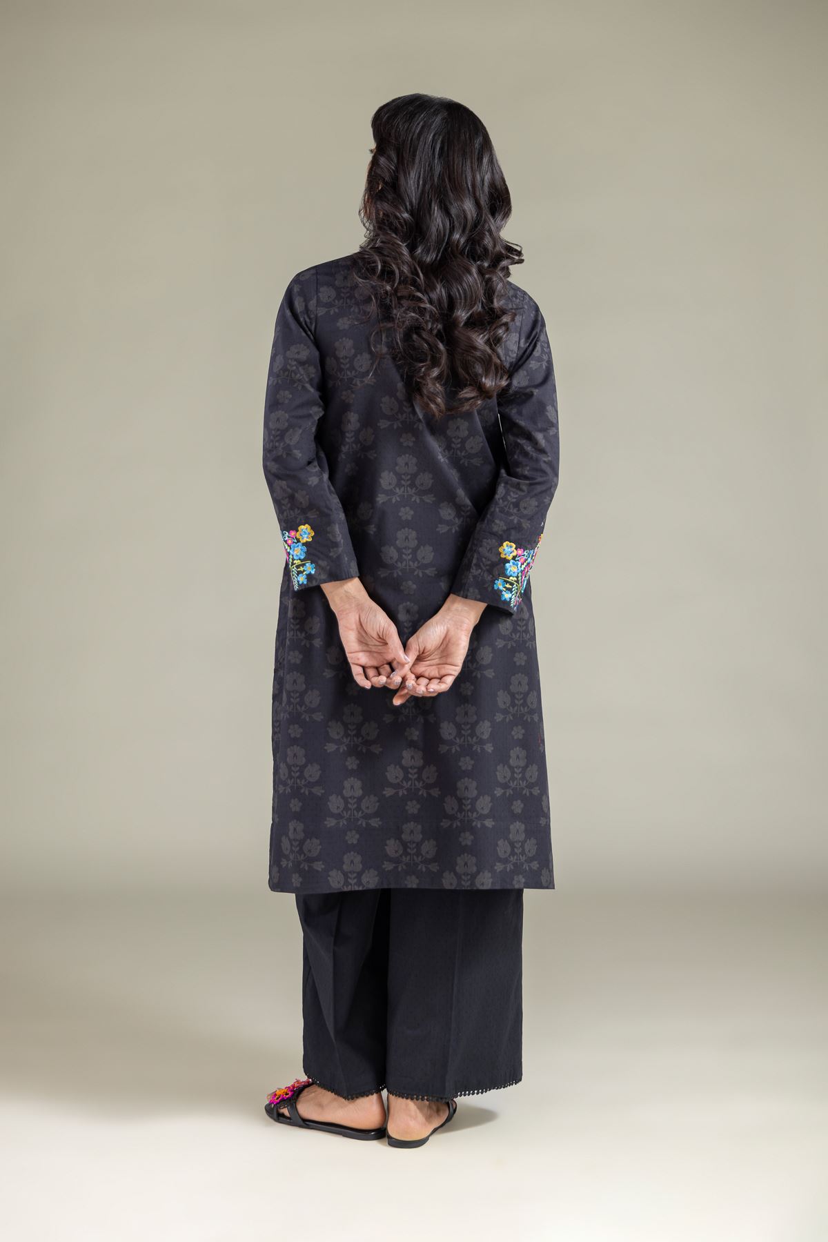 Embroidered Cotton Dobby Kurta - 1-26-108-A-F-VG