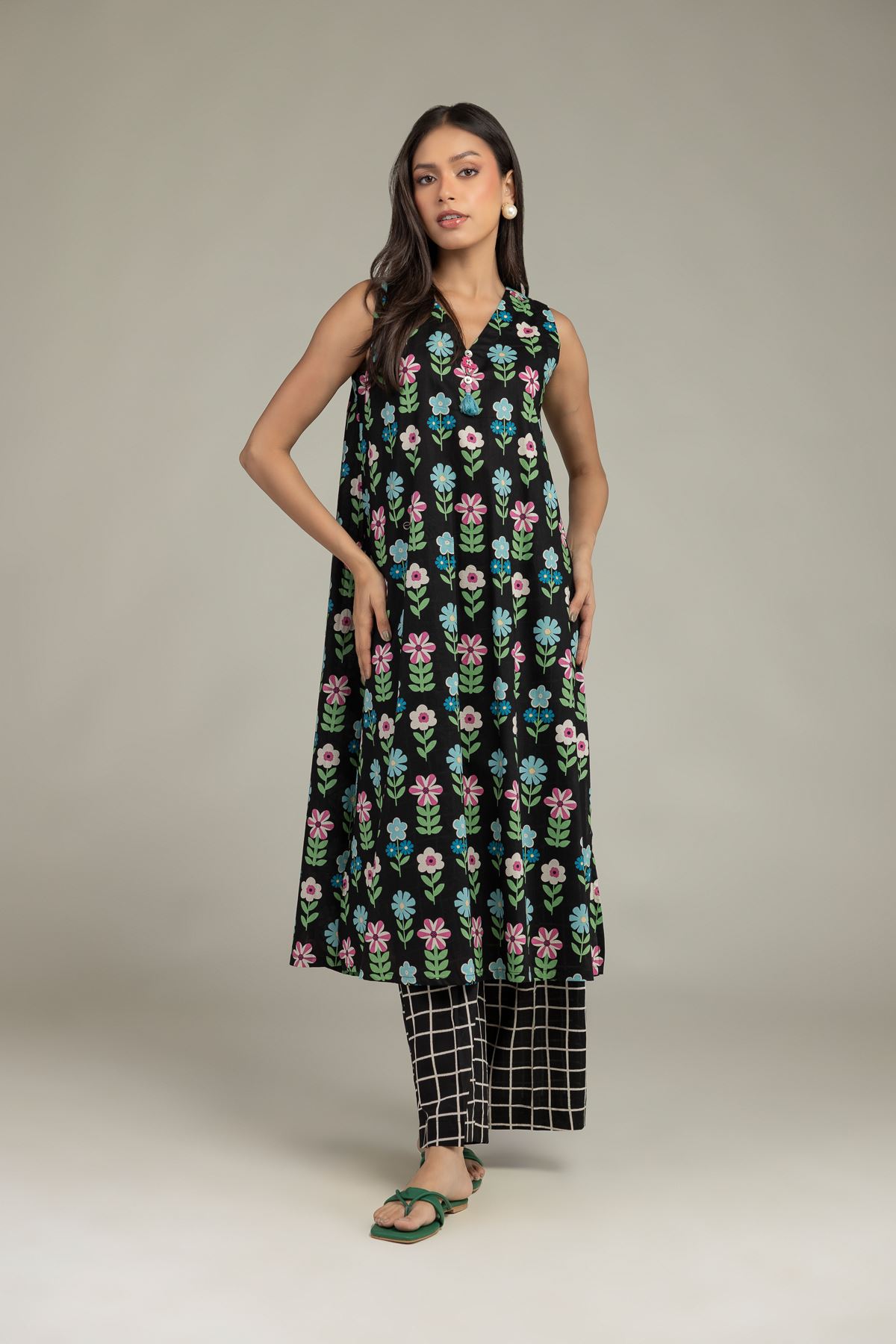 Printed Cambric Black Printed Pants - 1-26-221-A-E1-VG