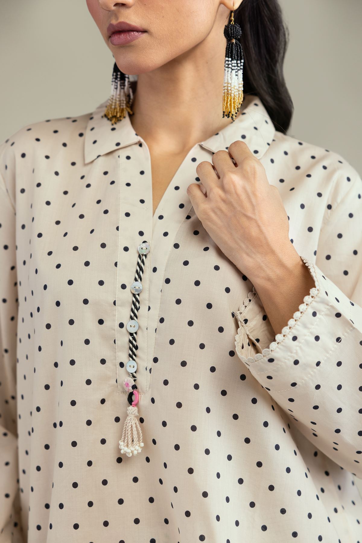 Printed Cambric Cambric V-Neck Kurta - 25-10-11E1-01TB-VG