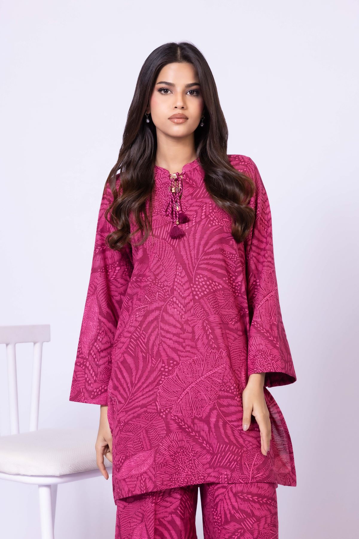 Printed Khaddar Kurta - 25-09-11E3-07TA-VG