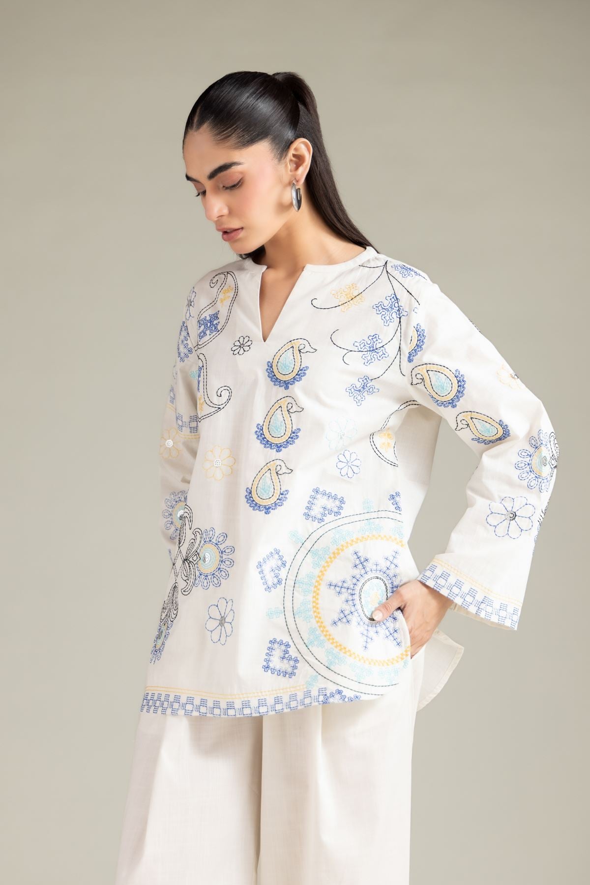 Textured Cotton Tunic - 6-26-101-A-F-VG