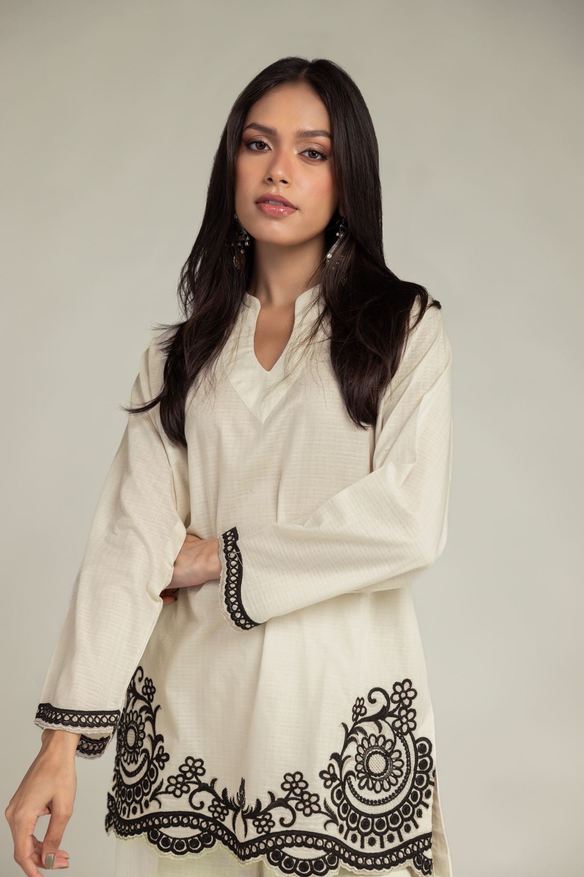 Embroidered Cotton Dobby Cotton Dobby Kurta - 1-26-225-A-C1-VG