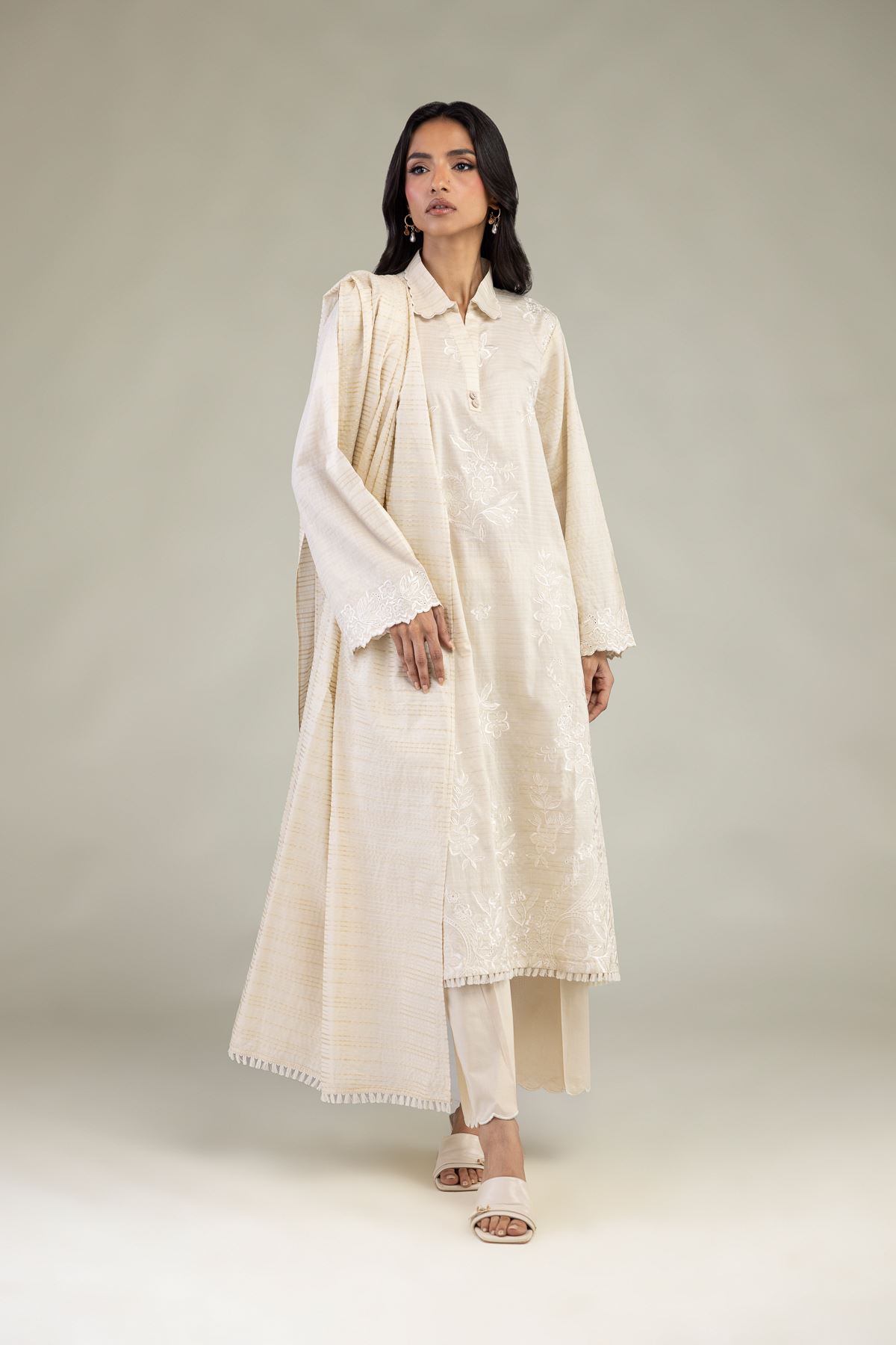 Embroidered Messuri Dobby Messuri Tailored 3-Piece - 8-26-303-A-C1-VG