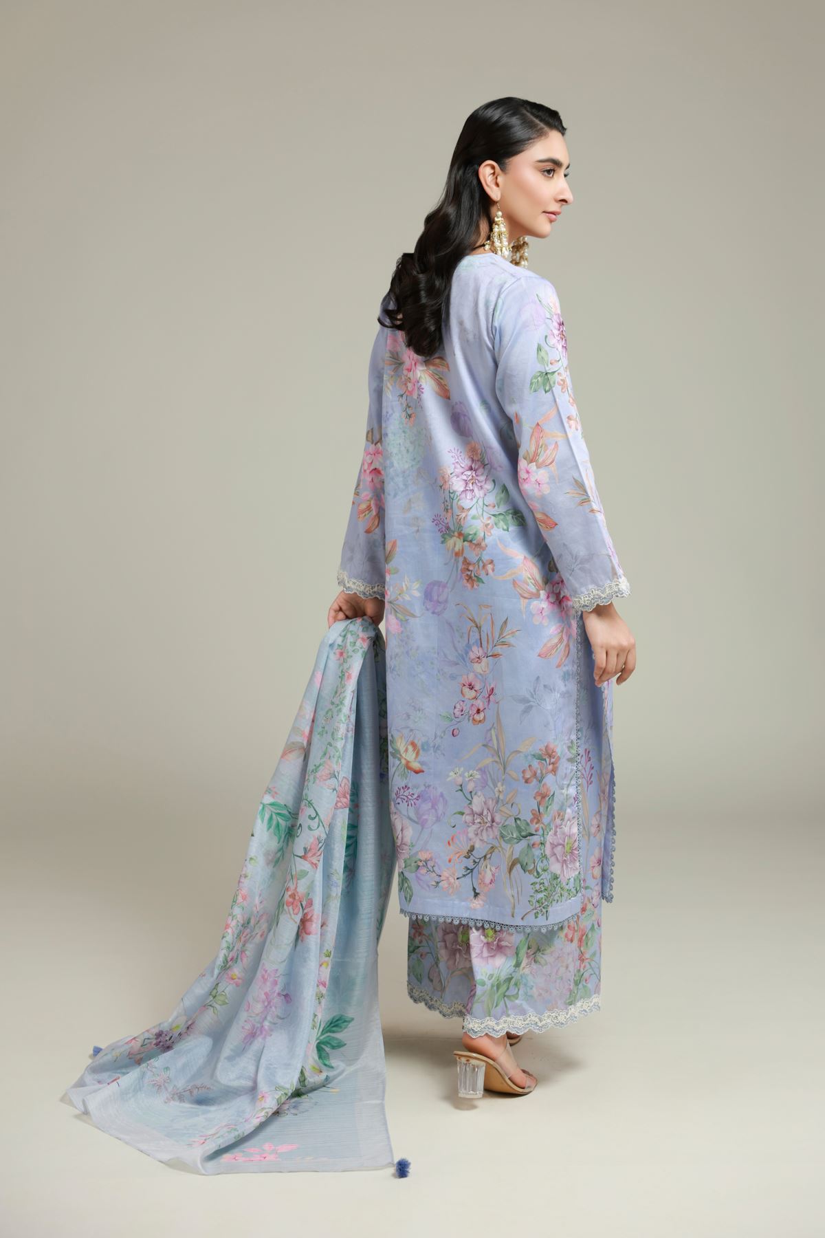 Printed Satin Tailored 3 Piece - T-A22-26-107FA-VG