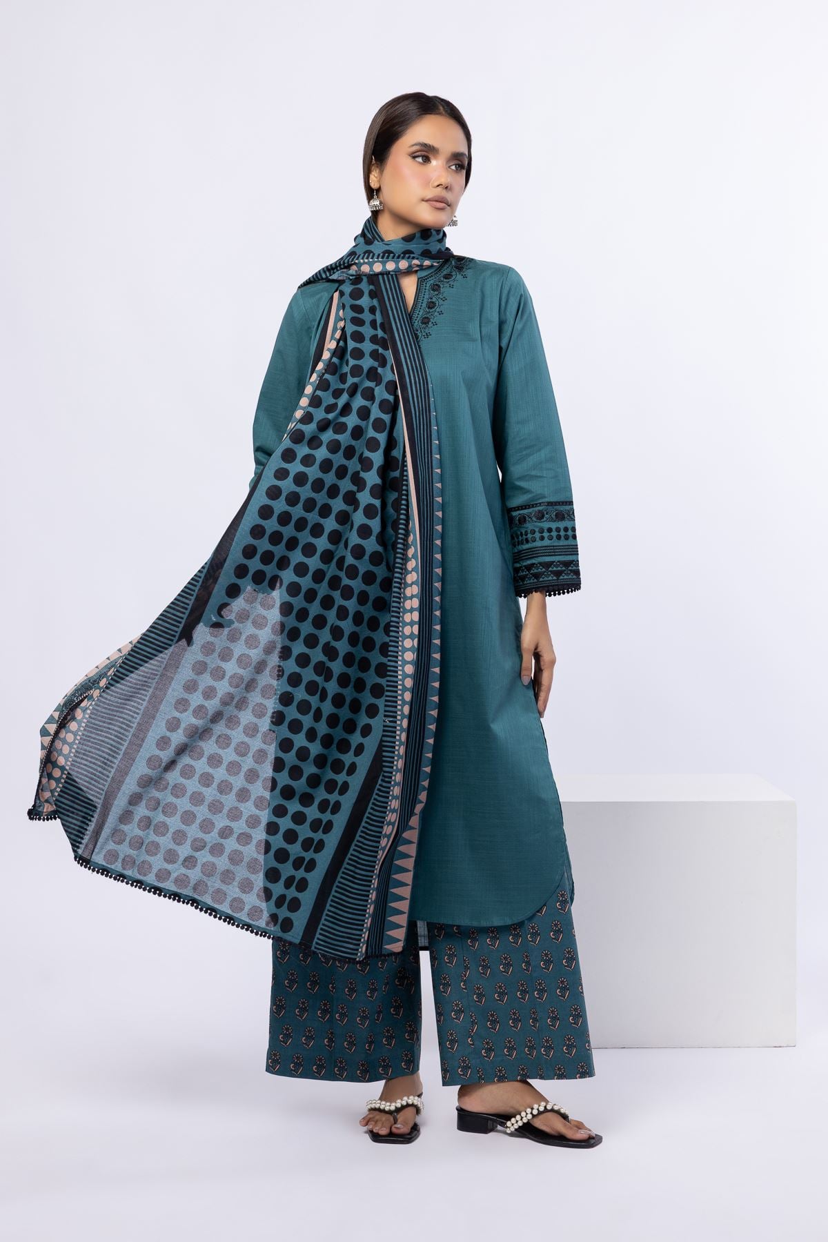 Printed Slub Lawn Dupatta - 25-07-7E5-07BB-VG