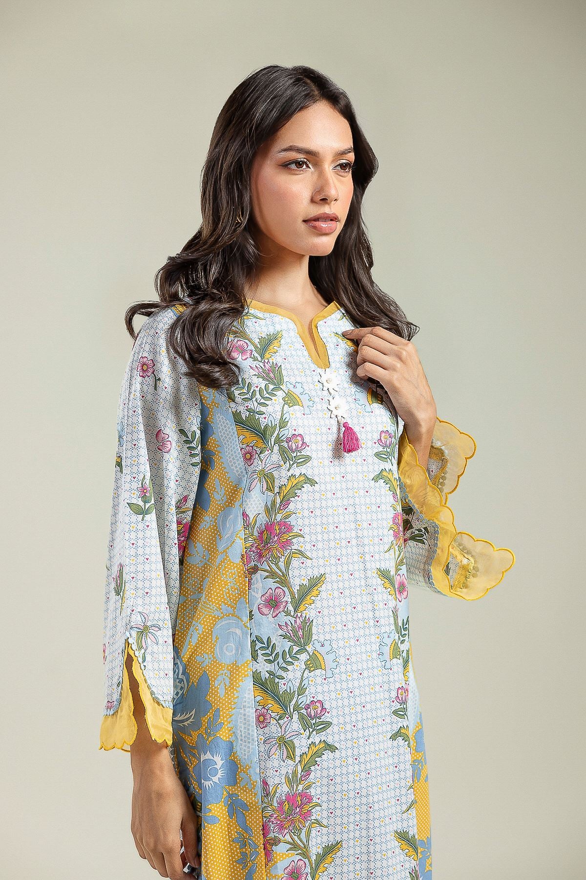 Printed Cambric Floral Cambric Kurta - 26-01-2E1-01TA-VG