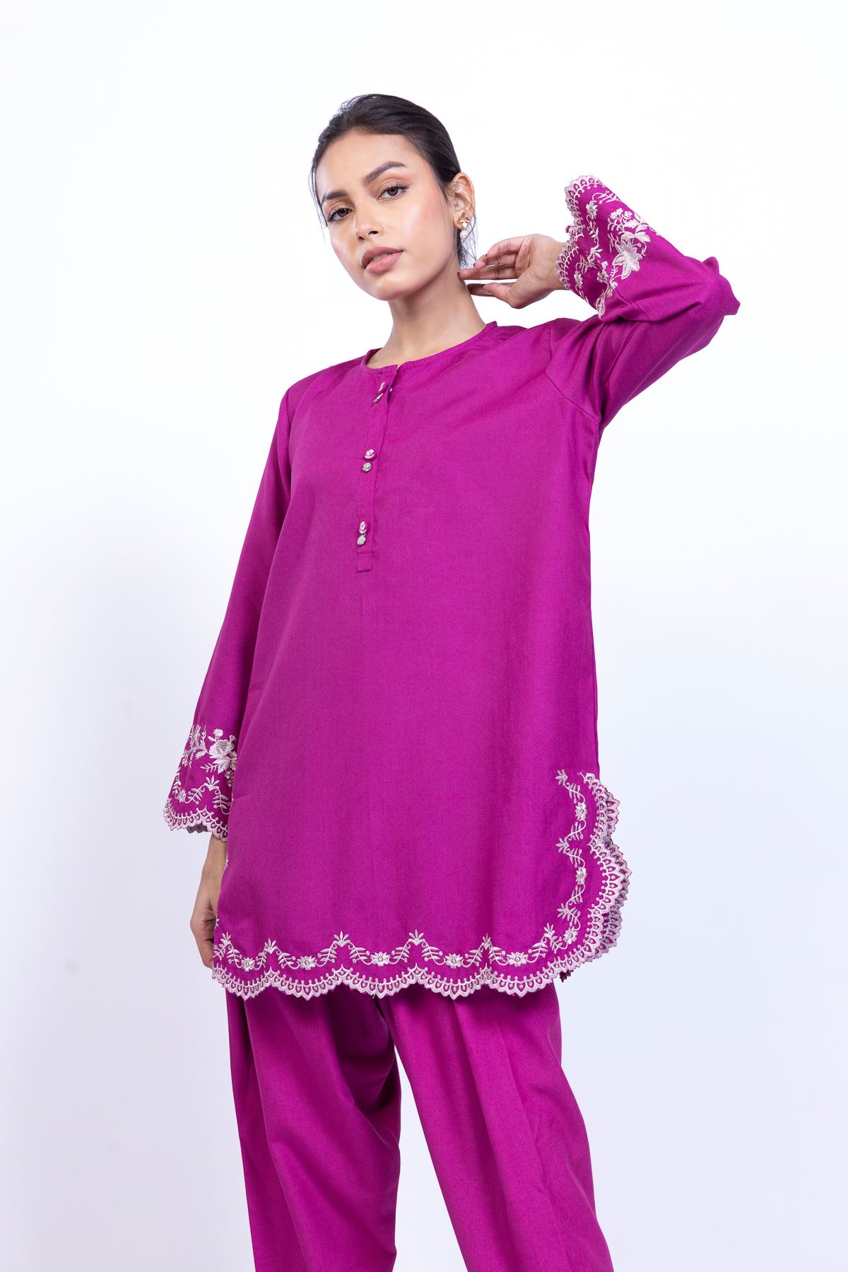 Embroidered Heavy Blended Viscose Kurta - 25-04EX14-07TA-VG
