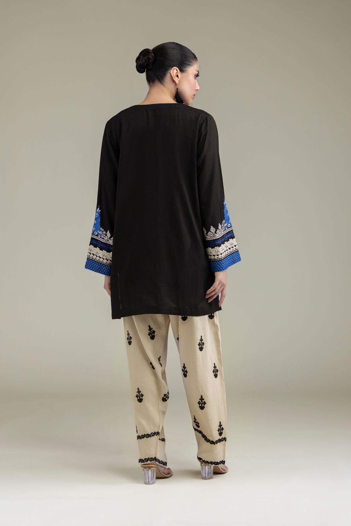Embroidered Raw Silk Short Silk Kurta - T-A11-26-108FE2-VG