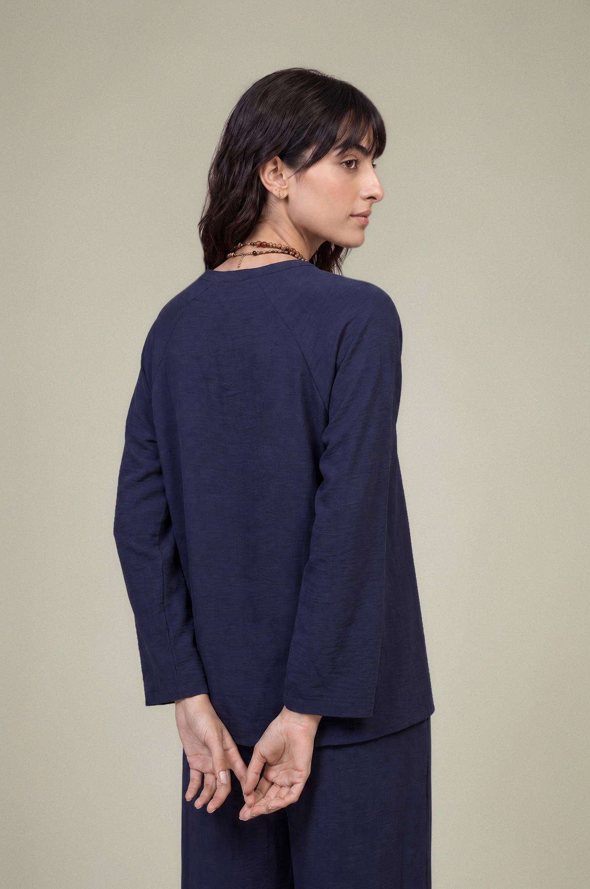 Dyed Textured Georgette V-Neck Solid Tunic - 1-26-229-B-F1-VG