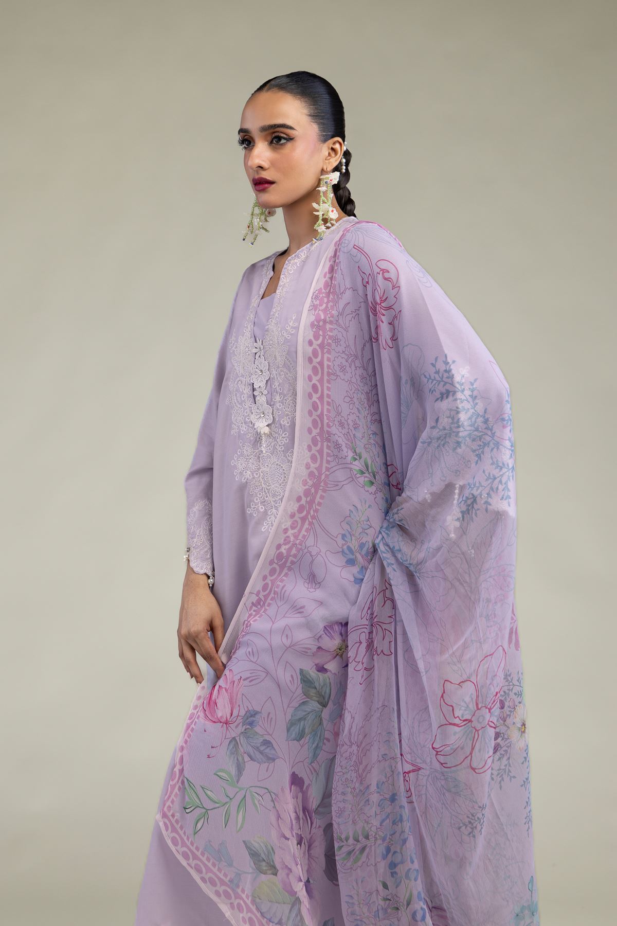 Embroidered Chiffon Chiffon Floral Dupatta - 1-26-102-A-D-VG