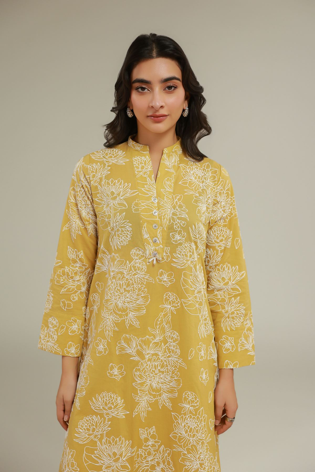 Cambric Floral Longline Kurta - T-A22-26-106FJ-VG