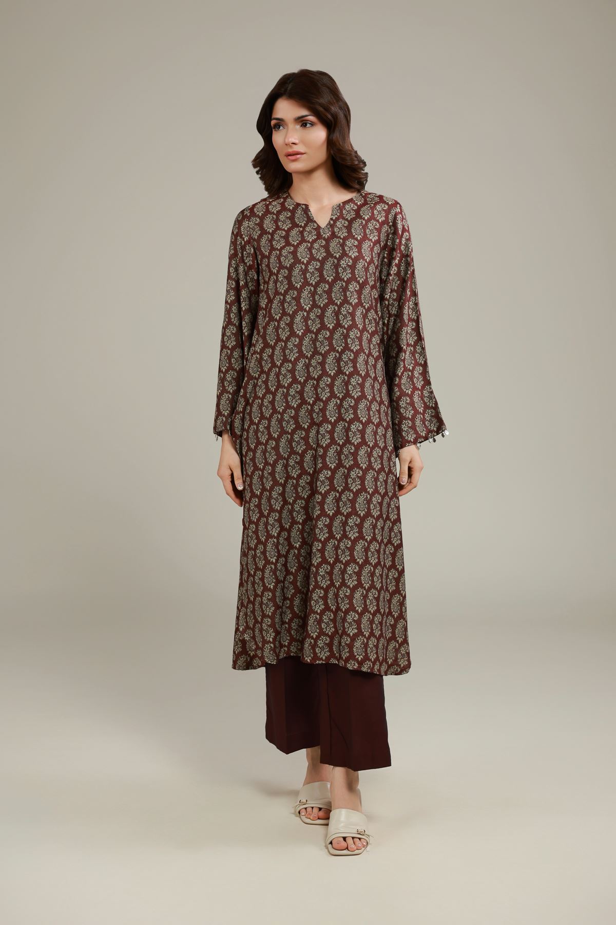 Dyed Jacquard Kurta - 1001920713