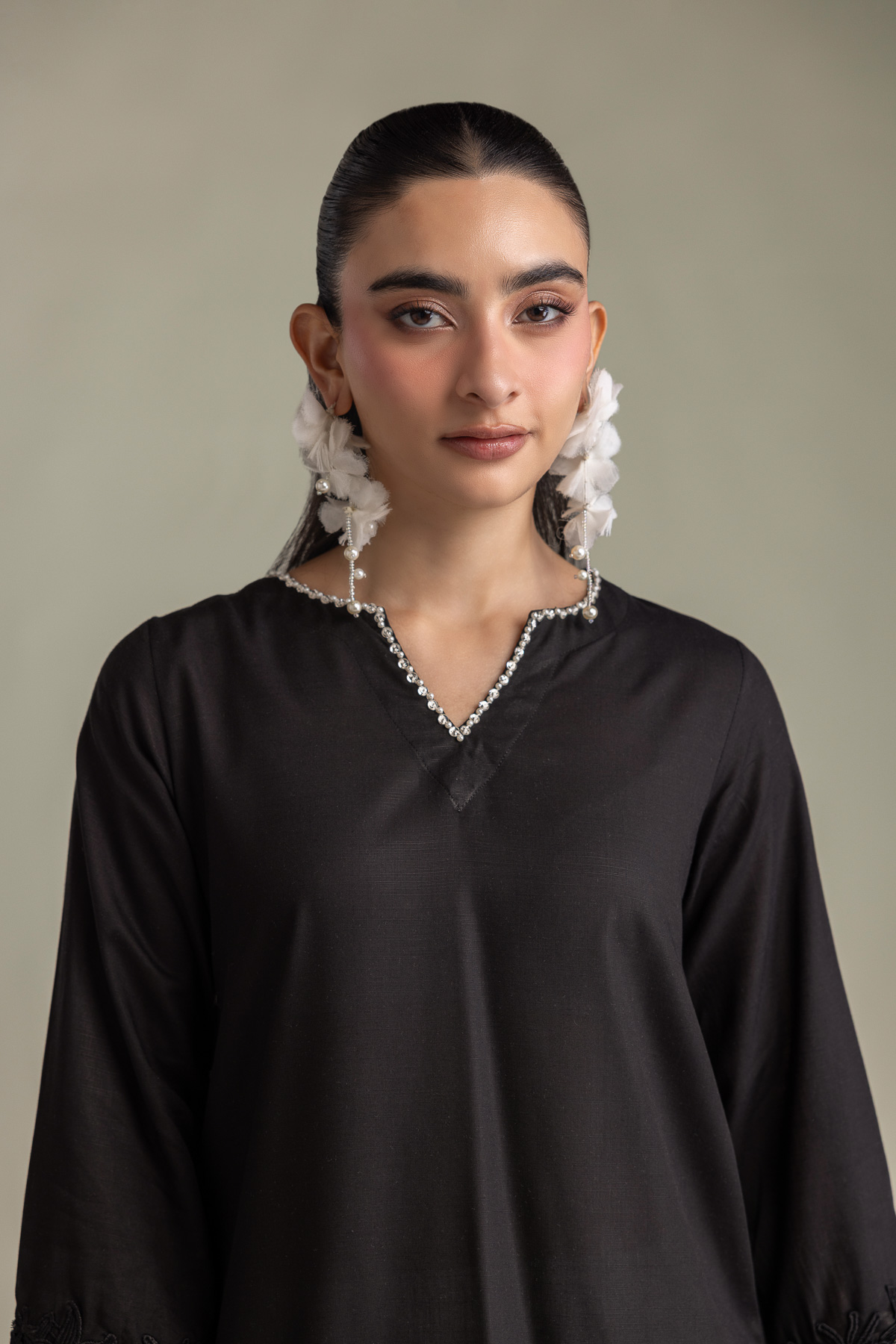 Printed Raw Silk Short Black Kurta - 2-26-418-A-H1-VG