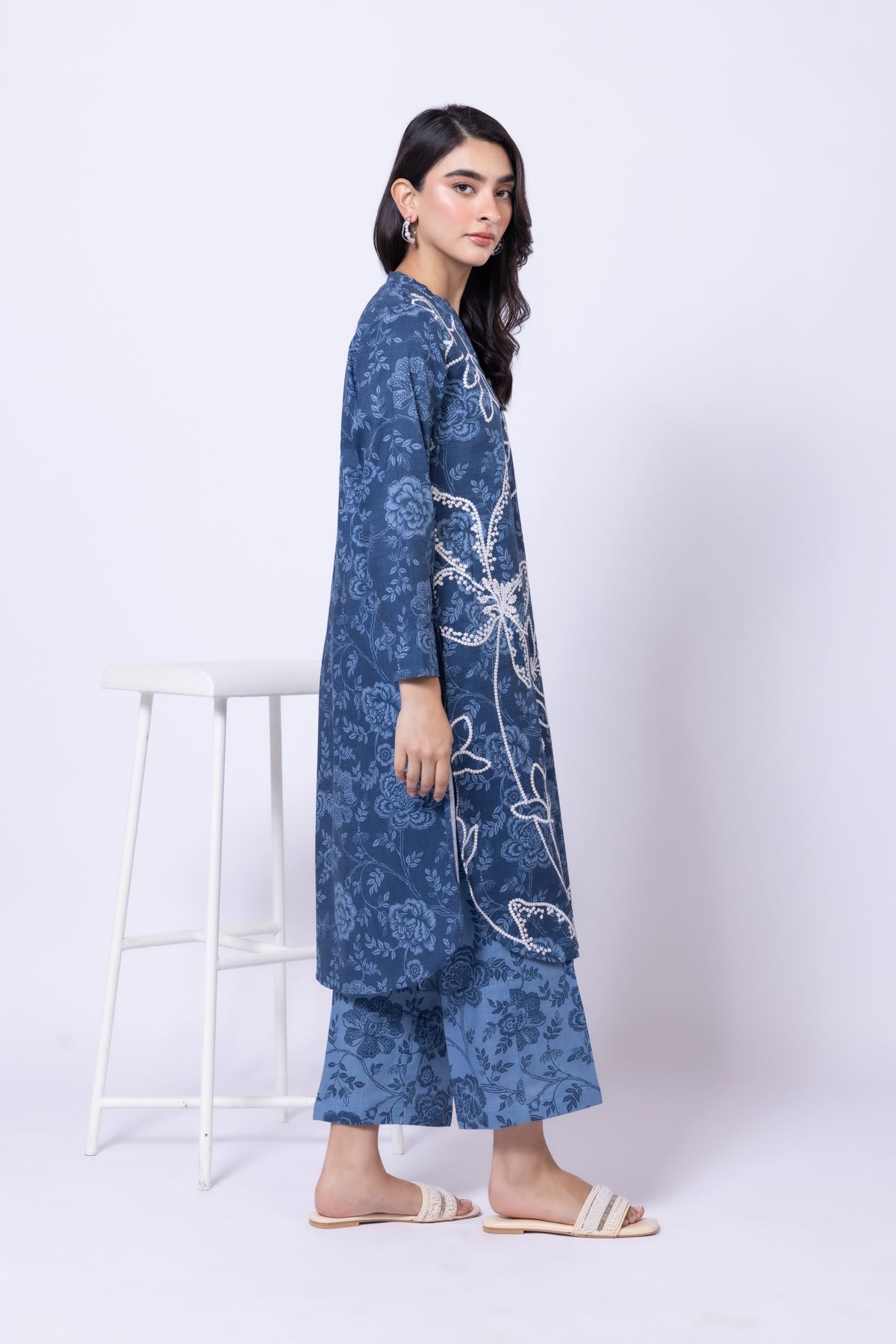 Printed Heavy Textured Cotton Pants - 25-10-10E7-10TA-VG