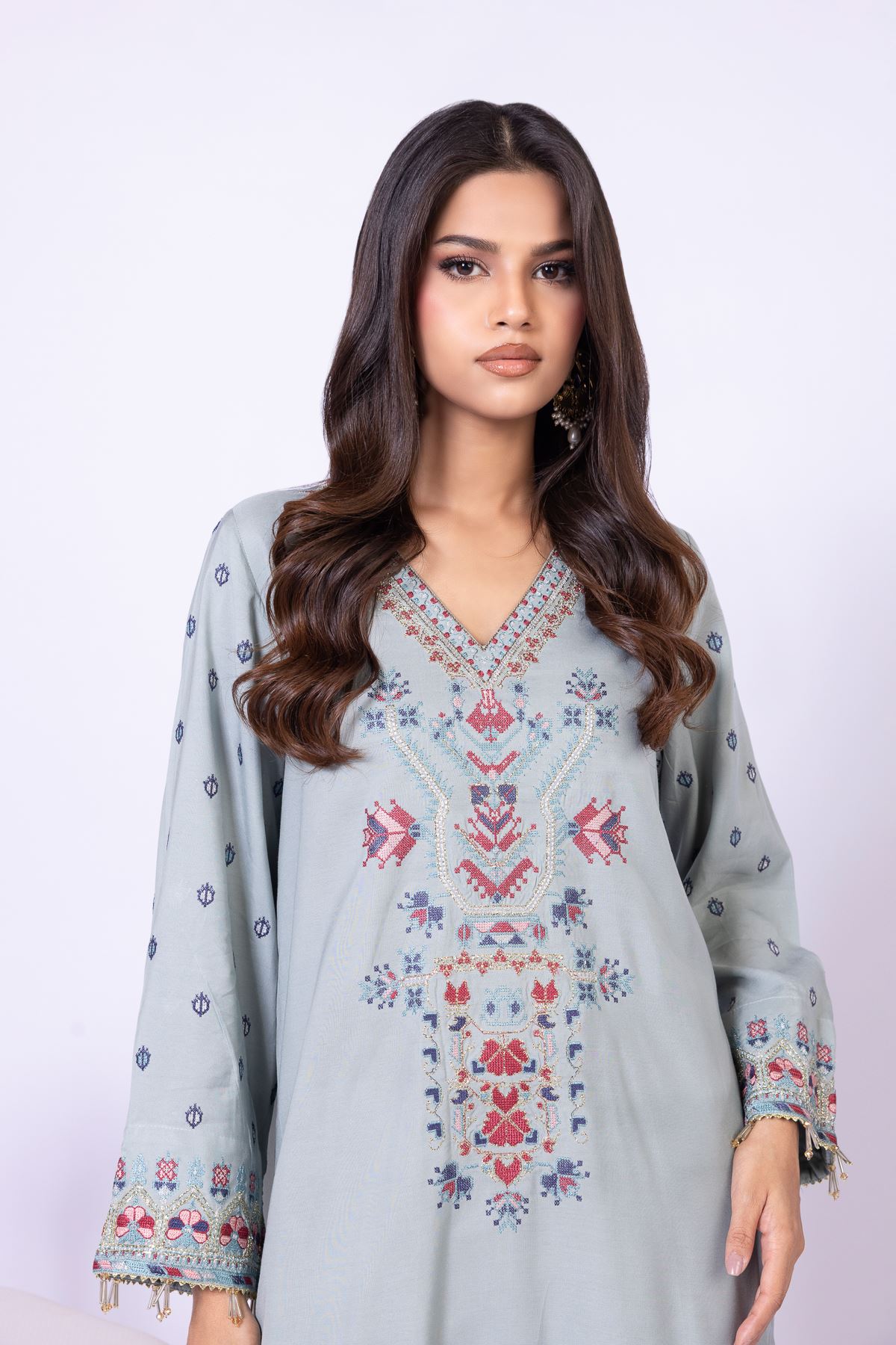 Embroidered Raw Silk Kurta - 25-10-10S5-01TA-VG