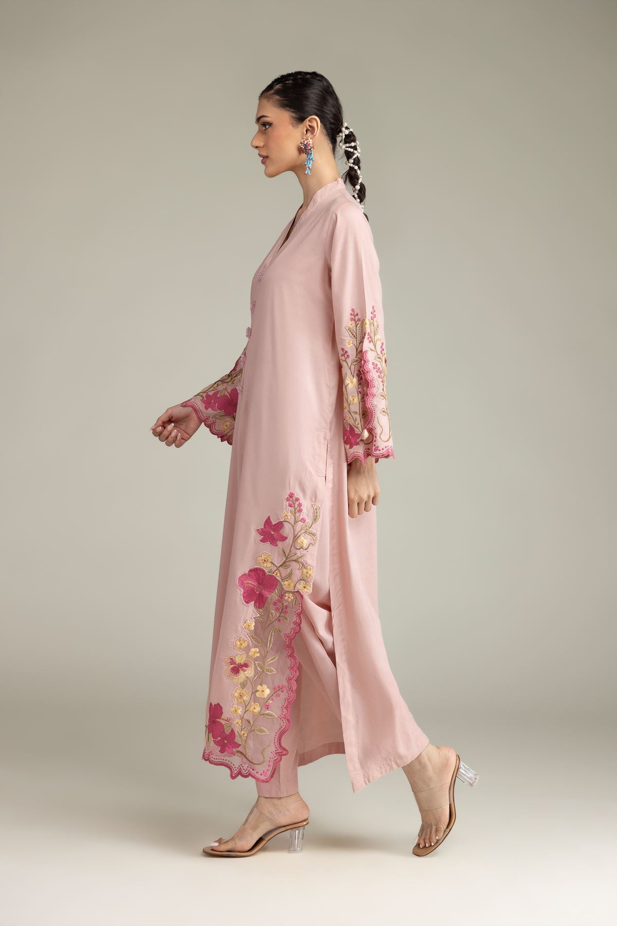 Embroidered Raw Silk Pink Silk Shalwar - 2-26-308-A-G1-VG